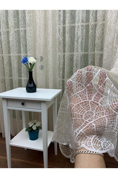 elision home Flush Knitted Patterned Tulle Curtain, 200x250, Normal Pleat, 1/2.5