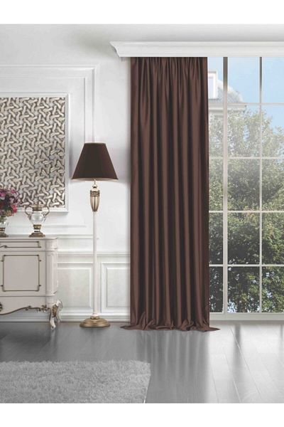 elision home Brown Blackout Curtain Light Proof Original 1stQuality Extra-forced Non-Pleated Blackout Background Curtain