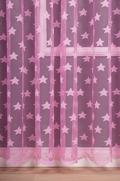 elision home Star Patterned Knitted Tulle Curtain - Plain Sparse Pleat, 350x270, 1/2