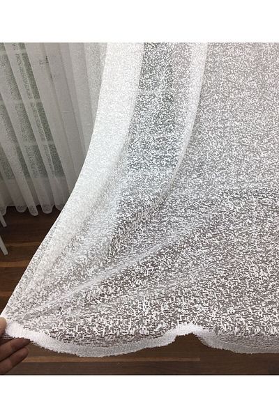 elision home Custom Knitted Textured Tulle Curtain, 250x250, Tight Pleat, 1/3