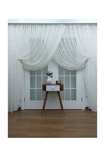 elision home Custom Knitted Textured Double Breasted Tulle Curtain 400x250cm, 1/4 Pleat Elısıon6063