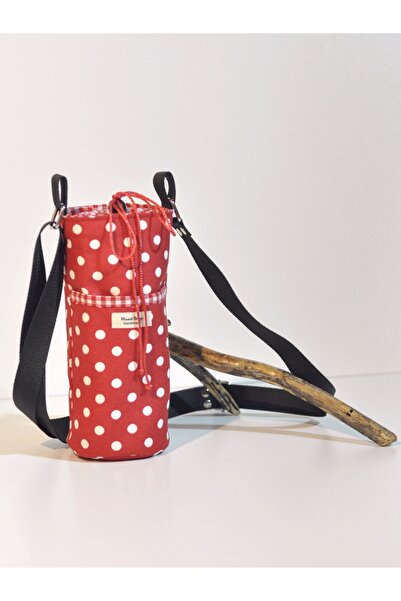 minart design Beyaz Puantiyeli Isı yalıtımlı Su Şişesi Taşıma Çantası