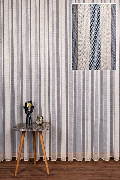elision home Beige Modern Pattern Skirt Leaded Tulle Curtain, 350x250cm, 1/3 Tight Pleat, Elıon03081
