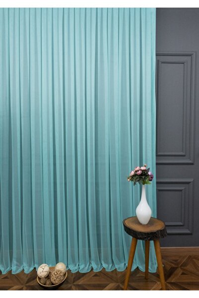 elision home Пряма тюлева штора Грек Синя, 400x270, рідкі складки, 1/2