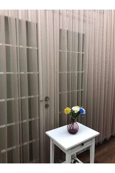 elision home Mink Grek Tulle Curtain Honeycomb Floor 300x260cm (1x2) Sparse Pleat Elıon00101