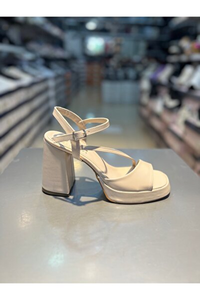 Hacıoğlu Ayakkabı Pantofi cu platformă pentru femei cu toc gros cu bandă Punto