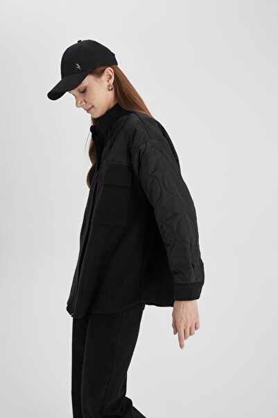 DeFacto Regular Fit Cotton Sleeves Quilted Detailed Thick Stamped Bomber Jacket B8340Ax23Cw