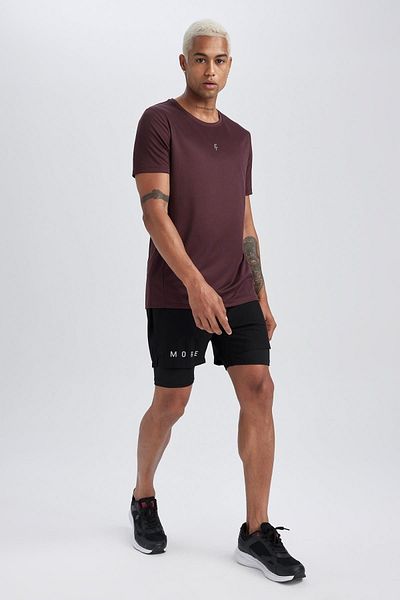 DeFacto Fit Slim Fit Crew Neck Printed Short Sleeve Sports T-Shirt X6142az23au