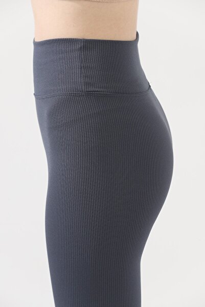 BEJNA Γυναικείο καλσόν ψηλόμεσο με ριμπ ανθρακί