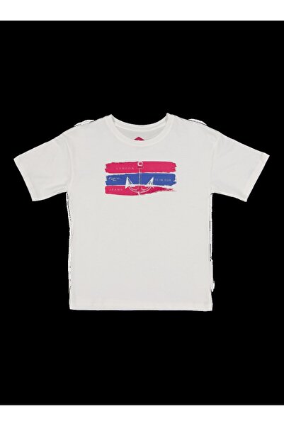 Lee Cooper London Çapa Boy's Crew Neck T-Shirt Off White