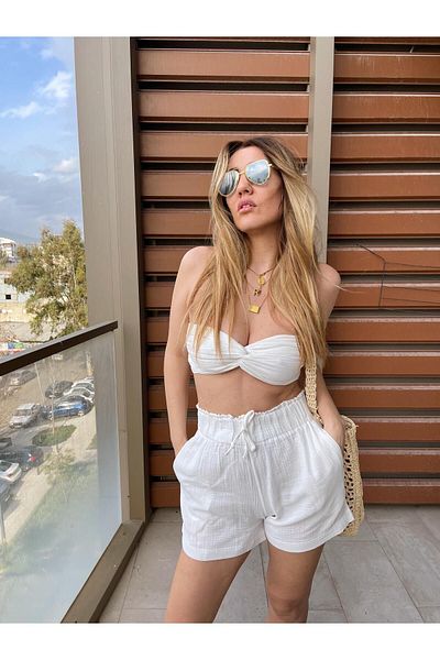 Serbella Crop Top and Shorts Set - Muslin Knot