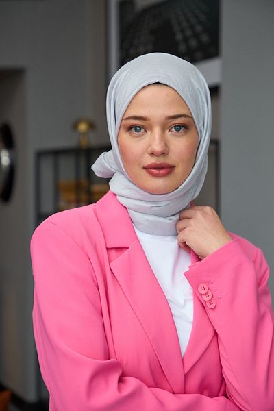 FRESCO SCARFS Σάλι Ipekhan Cotton Voile - Ασημί λεπτομέρεια