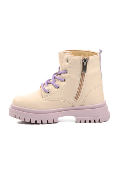 pepino 1525-P Beige-Lilac Girls' Boots - With Fleece Inside