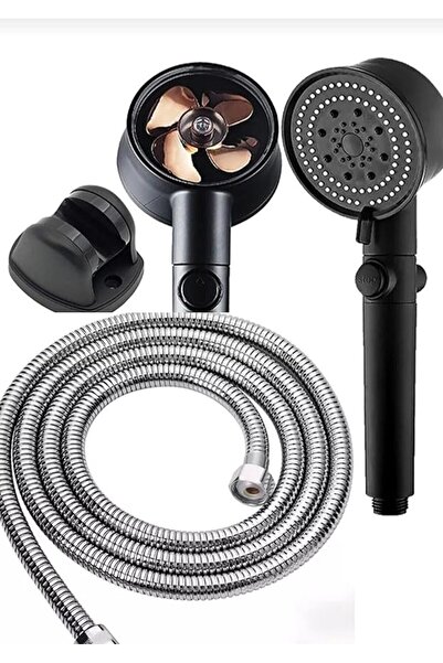 AKCAKESE Turbo Pervaneli 5 Fonksiyonlu Duş Başlığı Krom Duş Hortumu 150 Cm ve...