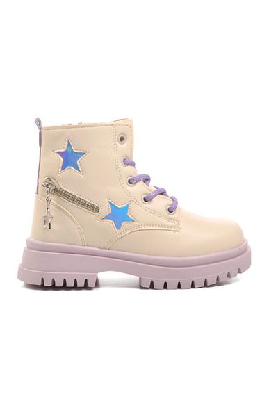 pepino 1525-P Beige-Lilac Girls' Boots - With Fleece Inside