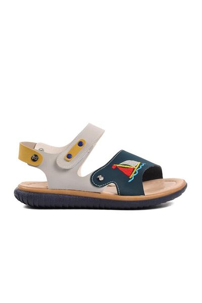 şirinbebe ortopedik Sandale pentru băiat Ayakmod Şng 1540-f bleumarin nubuc-galben-crem