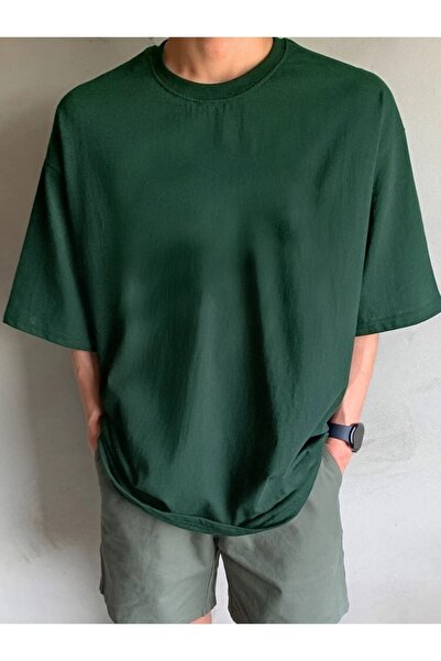 Buteks Ζακάρ Νέο Σμαραγδένιο Πράσινο Unisex Oversize Crew Neck Cotton Loose B...