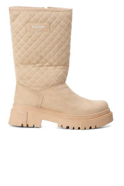 AYAKMOD Γυναικείες Μπότες Cream Suede με Fleece Εσωτερικά