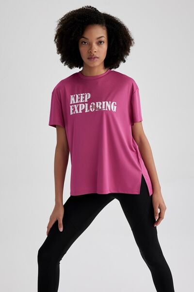 DeFacto Fit Loose Fit Crew Layer με στάμπα αθλητικό κοντομάνικο μπλουζάκι A2508ax23sm