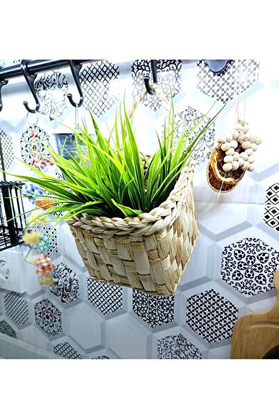 afralya home Hasır Bambu Mini Saksı Çok Amaçlı Askı Sepet Kaktüs ve Sukulent ...