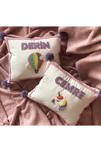 afralya home Bebek Çocuk Odası Isimli Dekoratif Yastık Kılıfı /takı Yastığı K...