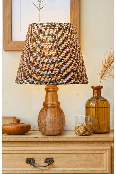 EFLIGHTDESIGN Modern Stylish Coffee Color Wooden Walnut Lampshade Bedroom and Living Room Table