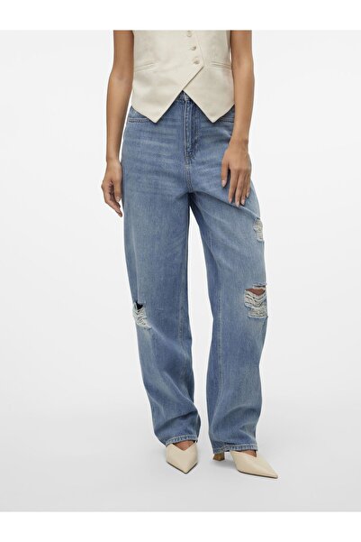 Vero Moda Kot Pantolon Vmbrooklyn Mid Rise Bol Kesim Kot Pantolon