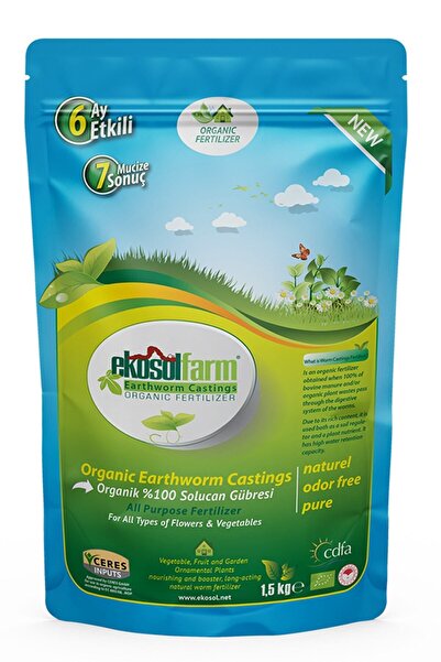 EkosolFarm Salon ve Balkon Bitkileri Gübre Seti Katı, Sıvı Solucan Gübresi Set Ürün Bitki Besleyici