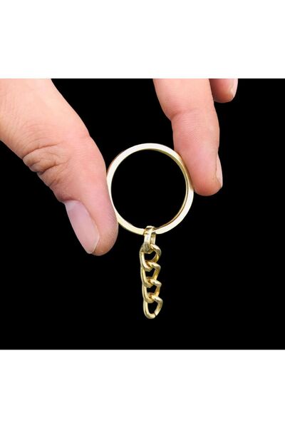 MEGA METAL 2,4 Cm Zincirli Ezme Halka 10 Adet Gold Renk Anahtarlık Çanta Klip...