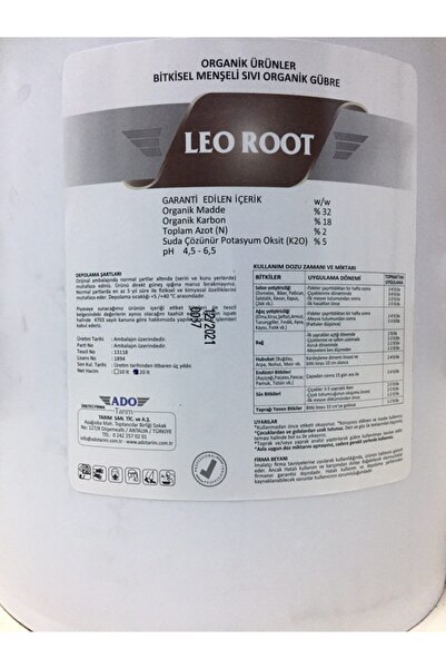 ADO Leo Root Bitkisel Menşeli Sıvı Organik Gübre 20 Lt Köklendirici