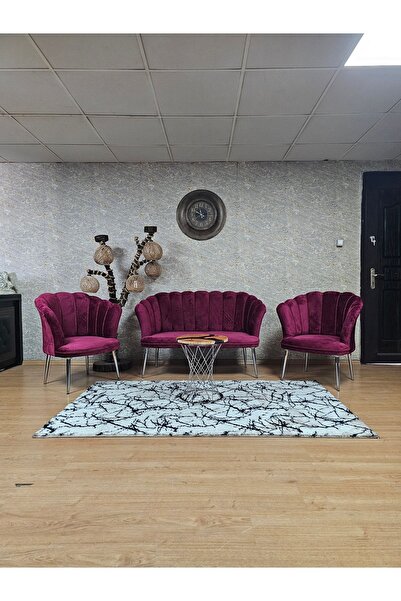 ZAFİR Papatya Çay Seti Koltuk Takımı Krom Sivriltme Ayak, Balkon, Salon, Ofis...