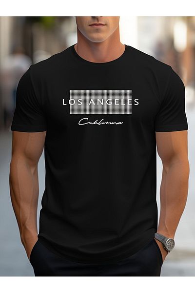 Let's Wear Ανδρικό μπλουζάκι με στάμπα Los Angeles Crew Neck Premium