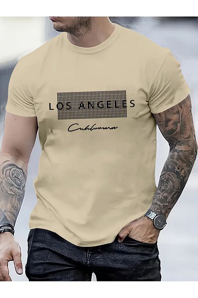 Let's Wear Ανδρικό μπλουζάκι με στάμπα Los Angeles Crew Neck Premium