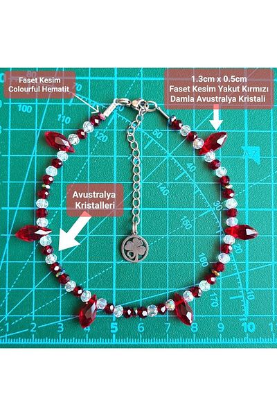 Singincraft Red - White Australian Crystal Anklet (Handmade Design Products)