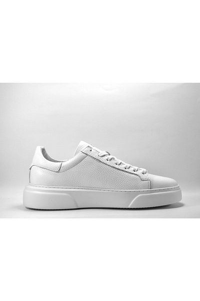 Onlo Ayakkabı Mn.1091 Genuine Leather White High Sole Casual Men's Shoes