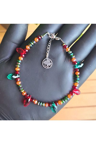 Singincraft Emerald Green - Red Australian Crystal Anklet (Handmade Design Products)