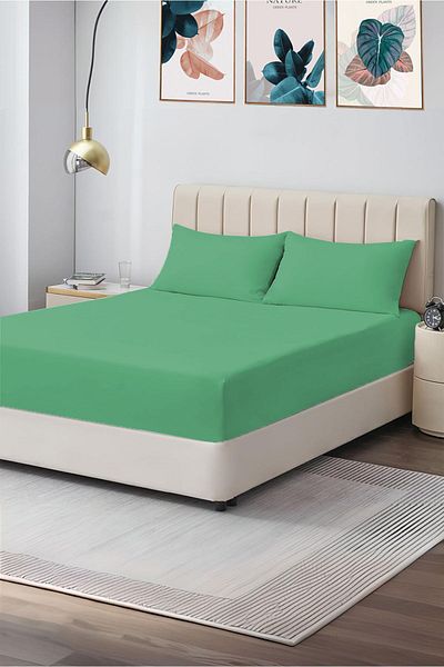 CASPARA طقم ملاءة مطاطية مزدوجة مقاس 160x200 - 2 كيس وسادة