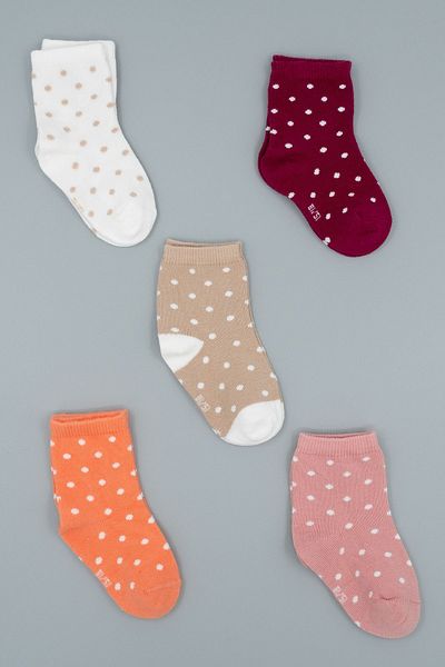 HİTRA Чифт от 5 безшевни бебешки/детски чорапи на точки Hitra Textile