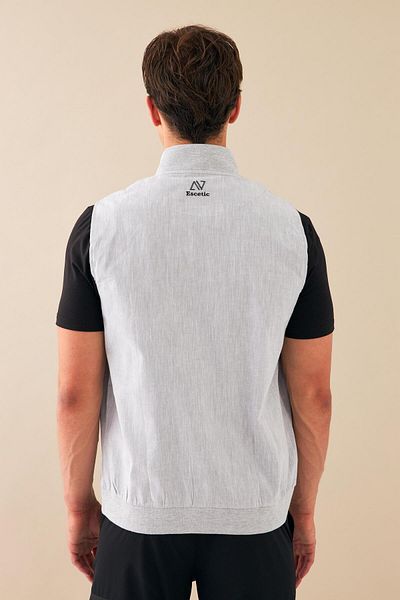 Escetic Men's Gray Linen Sports Vest - Breathable, Flared Woven, Cotton 6931