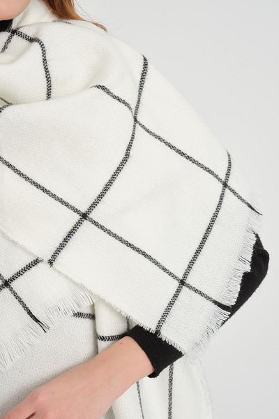 PHIL HILL Women's White Line Detailed Soft Textured Scarf Shawl