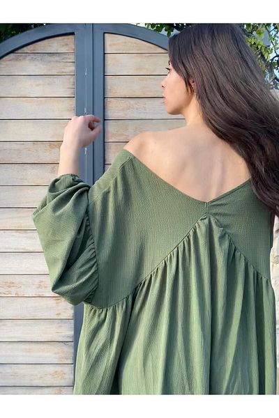 ki-nua studio Reversible Lace-up Balloon Sleeve Dress