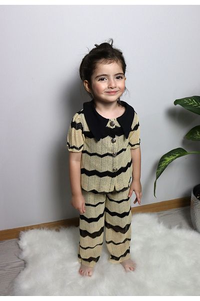 GÜL Baby Knitted Knitwear Short Sleeve Set for Girl - BOTTOM TOP Set