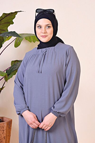 Ferace Hijab Comfortable Fit Γυναικείο φόρεμα μεγάλου μεγέθους Viscose Grey