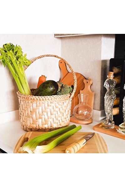 afralya home Hasır El Yapımı Meyve Sepeti Mutfak Düzenleyici Sepet Sebzelik