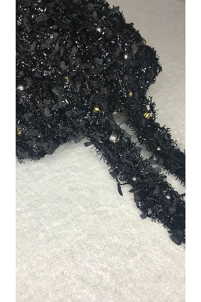 Ozpas 2cm Width 2m Black Beaded and Glittered Ribbon - Decorative