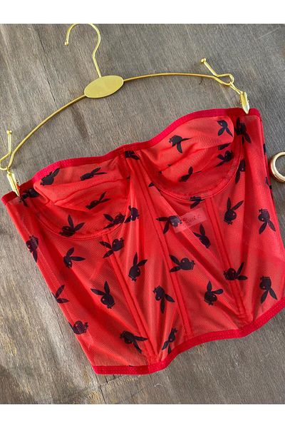 Amour Playboy Red Corset Bustier