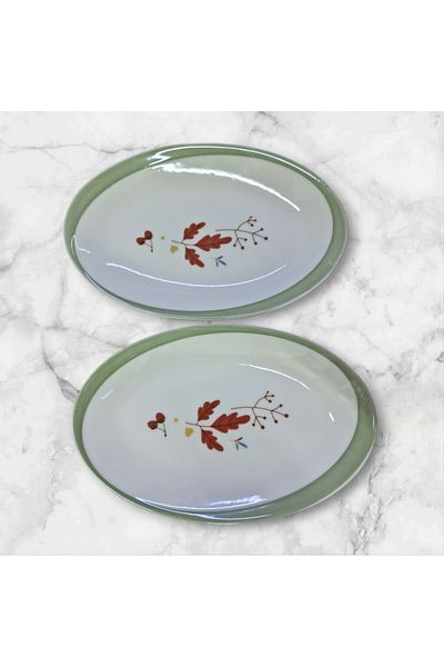 Matar Endüstriyel Mutfak Ekipmanları 20*13cm Porcelain Patterned 2-Piece Appetizer Plate