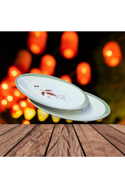 Matar Endüstriyel Mutfak Ekipmanları 20*13cm Porcelain Patterned 2-Piece Appetizer Plate