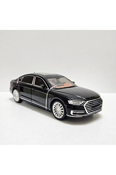 Jutenya Audi A8 1:24 Ölçek Lisanslı Parlak Siyah Işıklı Diecast Metal Maket Araba
