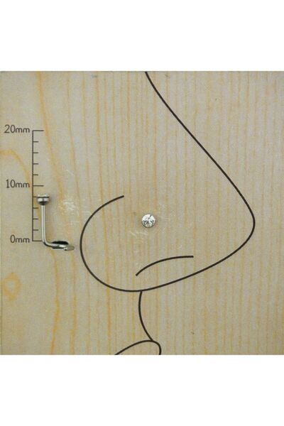 TAKIDAN Tek Taş Spiral Cerrahi Çelik Hızma&piercing 08.mm Taş 2mm